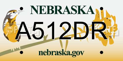 A512DR Nebraska License Plate