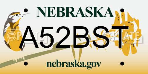 A52BST Nebraska License Plate