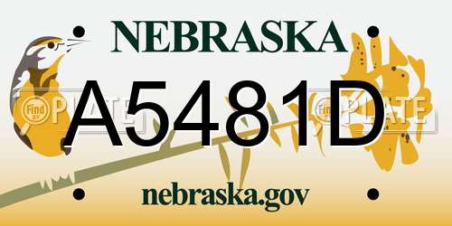 A5481D Nebraska License Plate