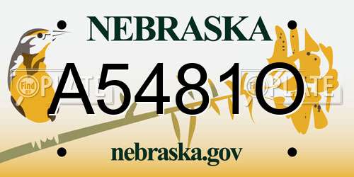 A5481O Nebraska License Plate
