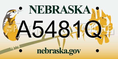 A5481Q Nebraska License Plate