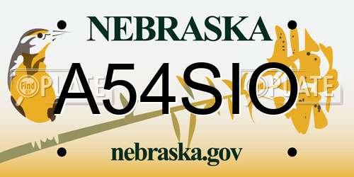 A54SIO Nebraska License Plate