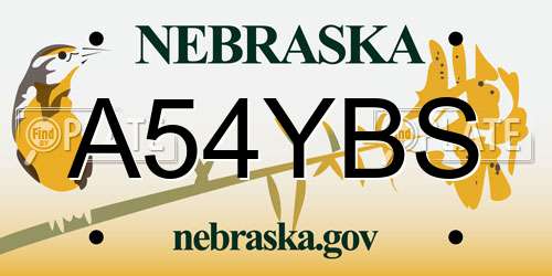 A54YBS Nebraska License Plate