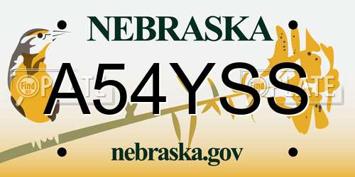 A54YSS Nebraska License Plate