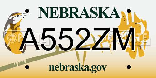 A552ZM Nebraska License Plate