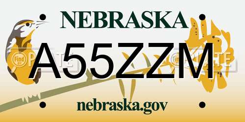A55ZZM Nebraska License Plate
