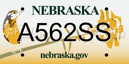 A562SS Nebraska License Plate
