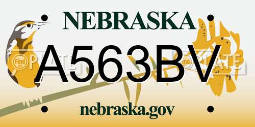 A563BV Nebraska License Plate