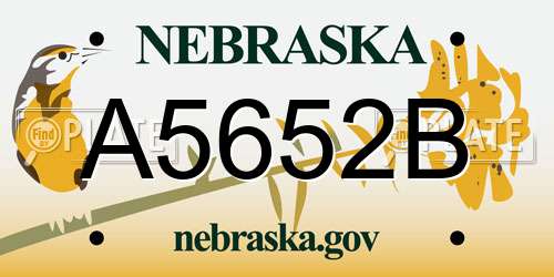 A5652B Nebraska License Plate
