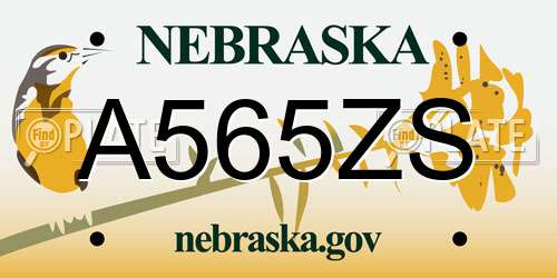 A565ZS Nebraska License Plate