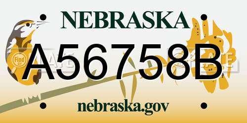 A56758B Nebraska License Plate
