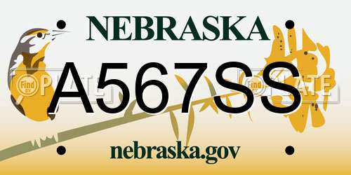 A567SS Nebraska License Plate