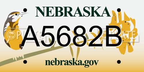 A5682B Nebraska License Plate