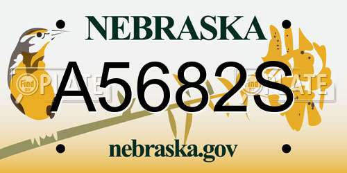A5682S Nebraska License Plate