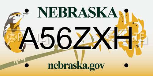 A56ZXH Nebraska License Plate