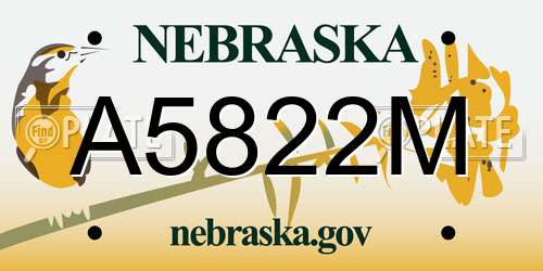 A5822M Nebraska License Plate