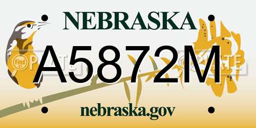 A5872M Nebraska License Plate