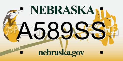 A589SS Nebraska License Plate