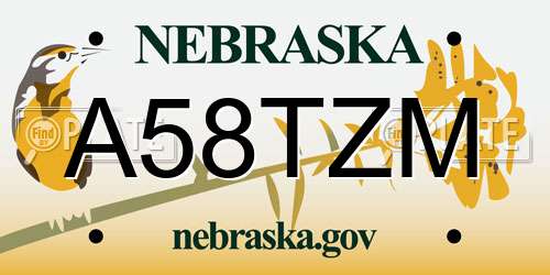 A58TZM Nebraska License Plate