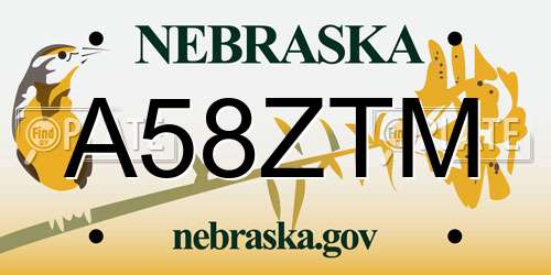 A58ZTM Nebraska License Plate