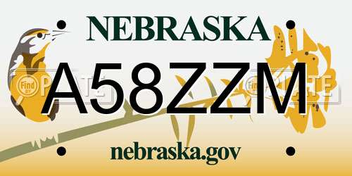 A58ZZM Nebraska License Plate