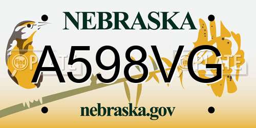 A598VG Nebraska License Plate