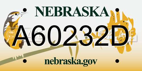 A60232D Nebraska License Plate