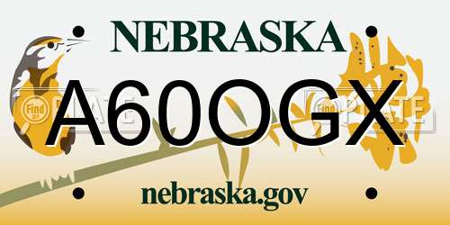 A60OGX Nebraska License Plate