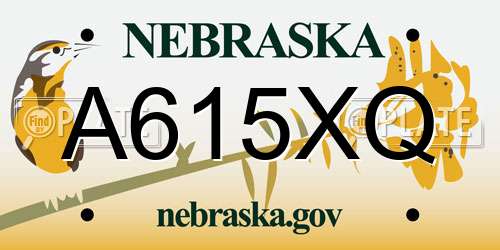 A615XQ Nebraska License Plate