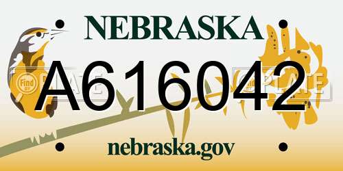 A616042 Nebraska License Plate