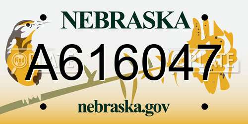 A616047 Nebraska License Plate