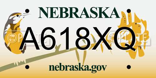A618XQ Nebraska License Plate