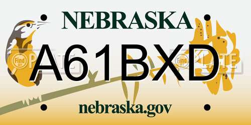 A61BXD Nebraska License Plate