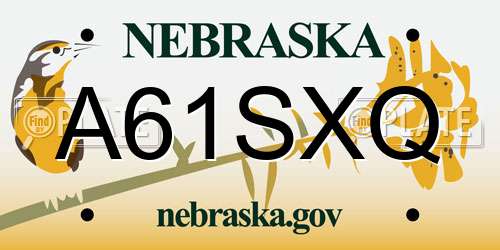 A61SXQ Nebraska License Plate