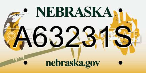 A63231S Nebraska License Plate