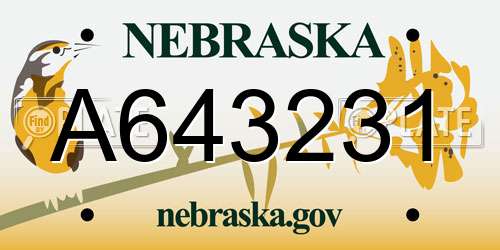 A643231 Nebraska License Plate