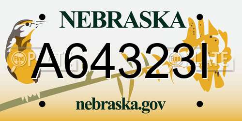 A64323I Nebraska License Plate