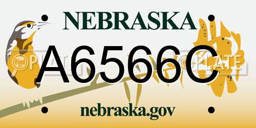 A6566C Nebraska License Plate