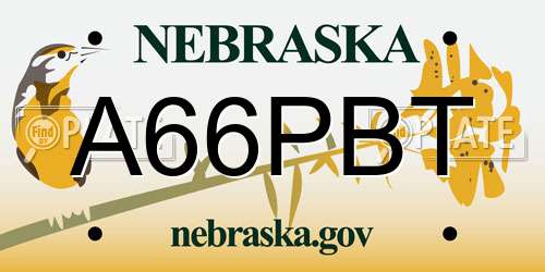A66PBT Nebraska License Plate