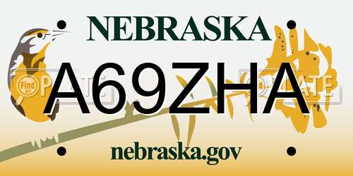A69ZHA Nebraska License Plate