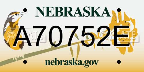 A70752E Nebraska License Plate