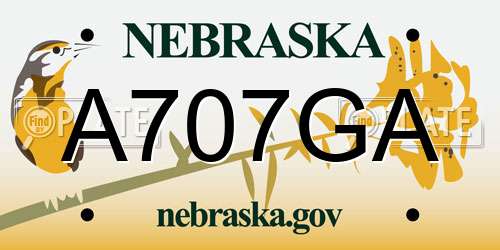 A707GA Nebraska License Plate