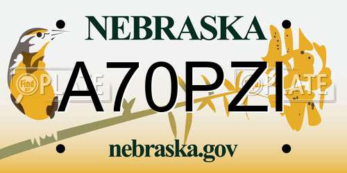 A70PZI Nebraska License Plate