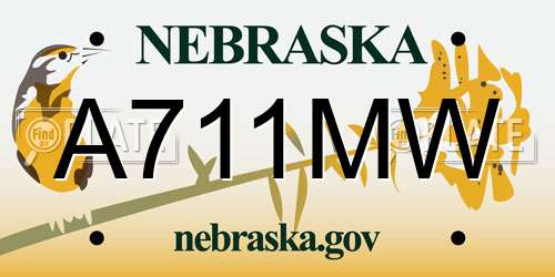 A711MW Nebraska License Plate