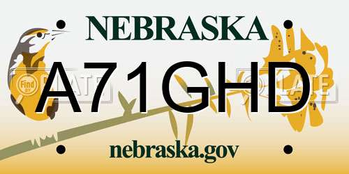 A71GHD Nebraska License Plate