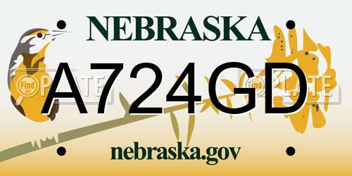 A724GD Nebraska License Plate