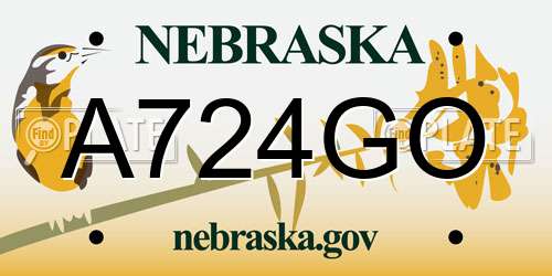 A724GO Nebraska License Plate