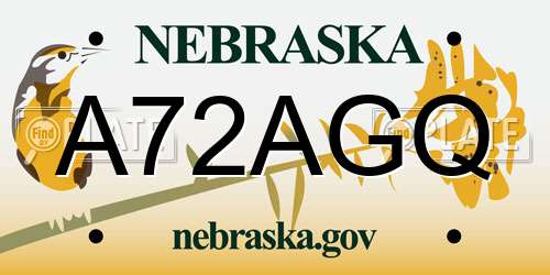 A72AGQ Nebraska License Plate