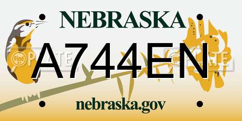A744EN Nebraska License Plate