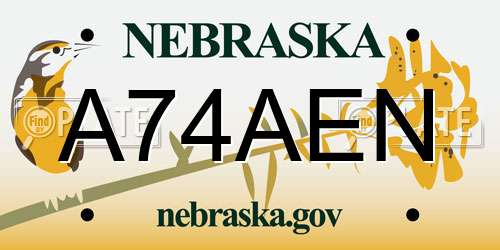 A74AEN Nebraska License Plate